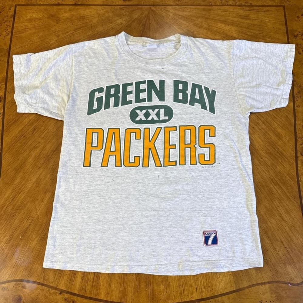 1991 Vintage Green Bay Packers Logo 7 Single Stitch Made in USA T-Shirt Large